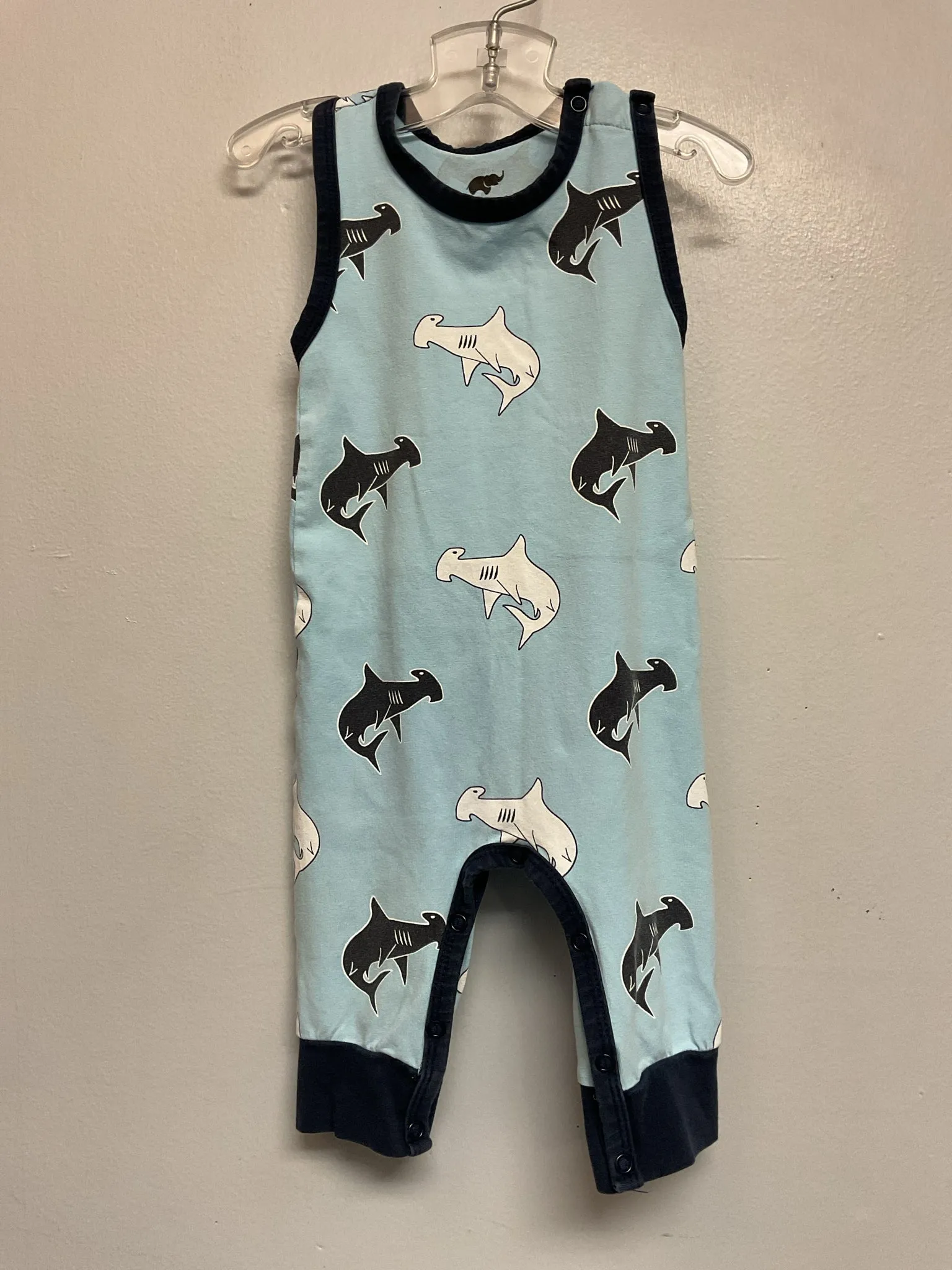 monica   andy Size 3M Blue Sharks Cotton Infant Boys Jumpsuits & Coveralls