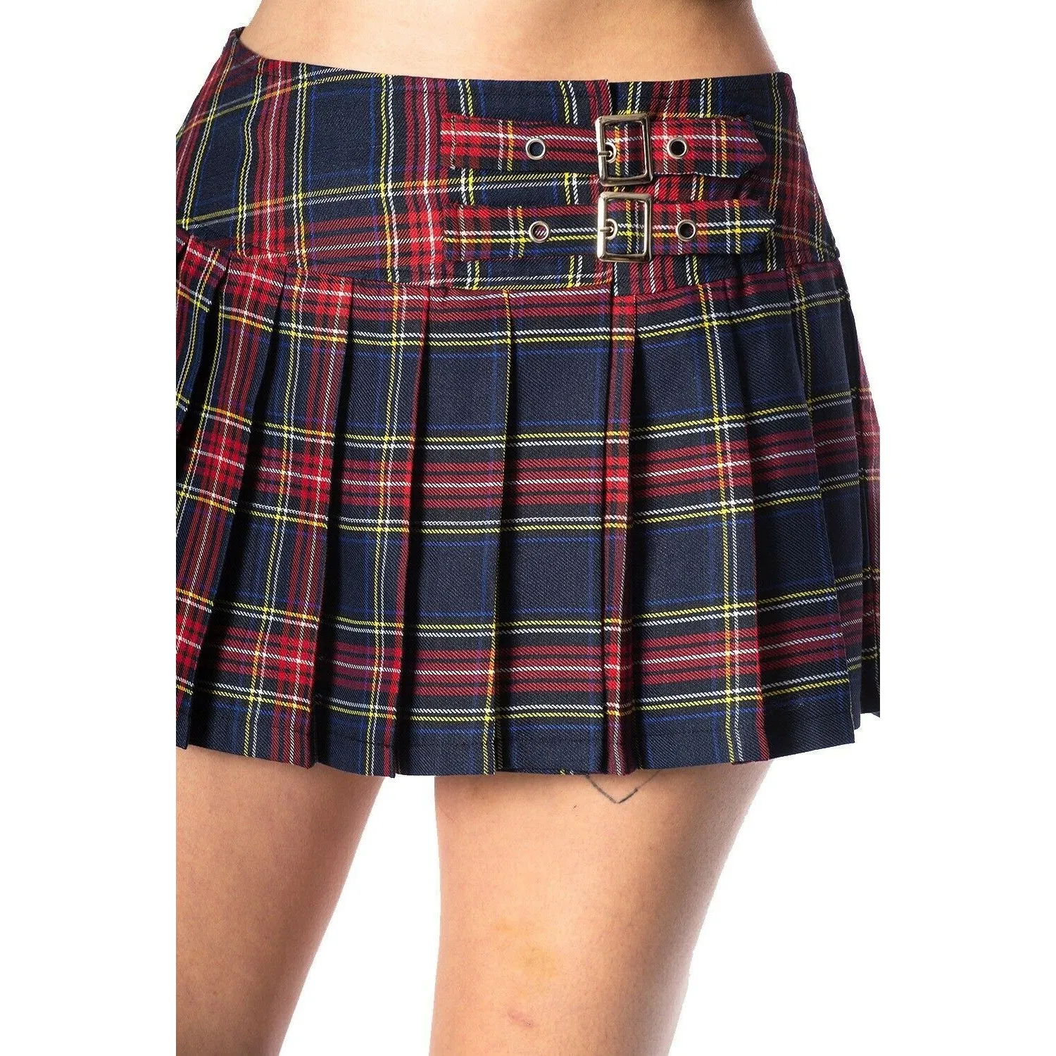 Navy Tartan Womens Mini Skirt