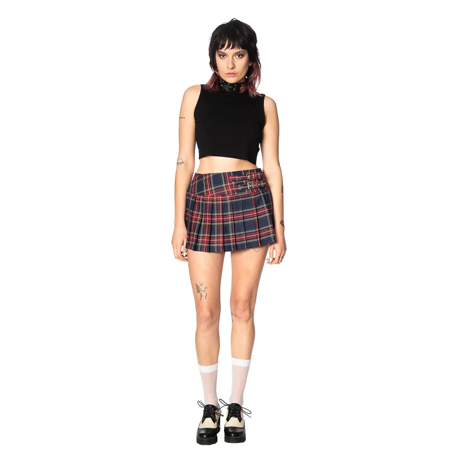 Navy Tartan Womens Mini Skirt