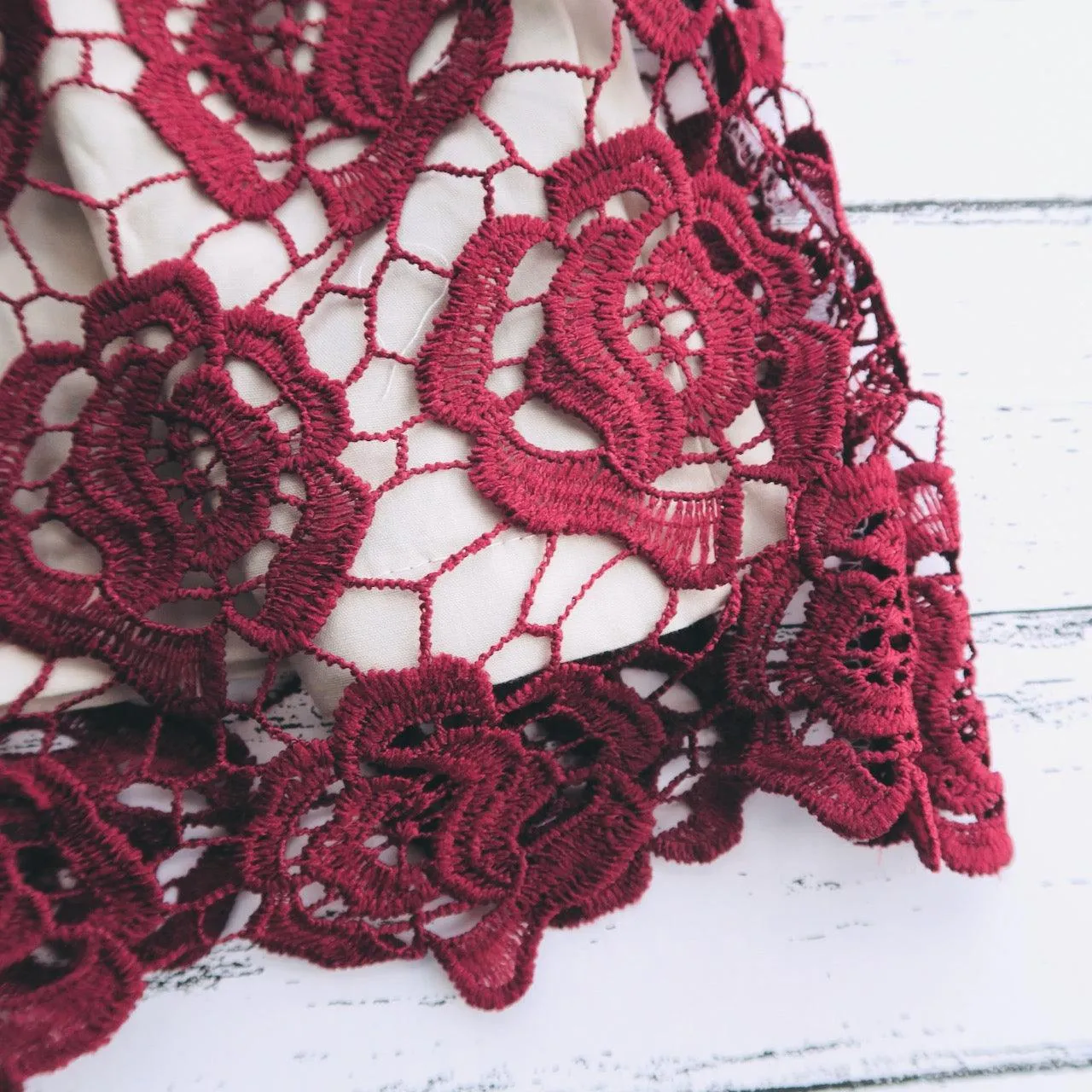 Peony Dress in Maroon Rose Lace