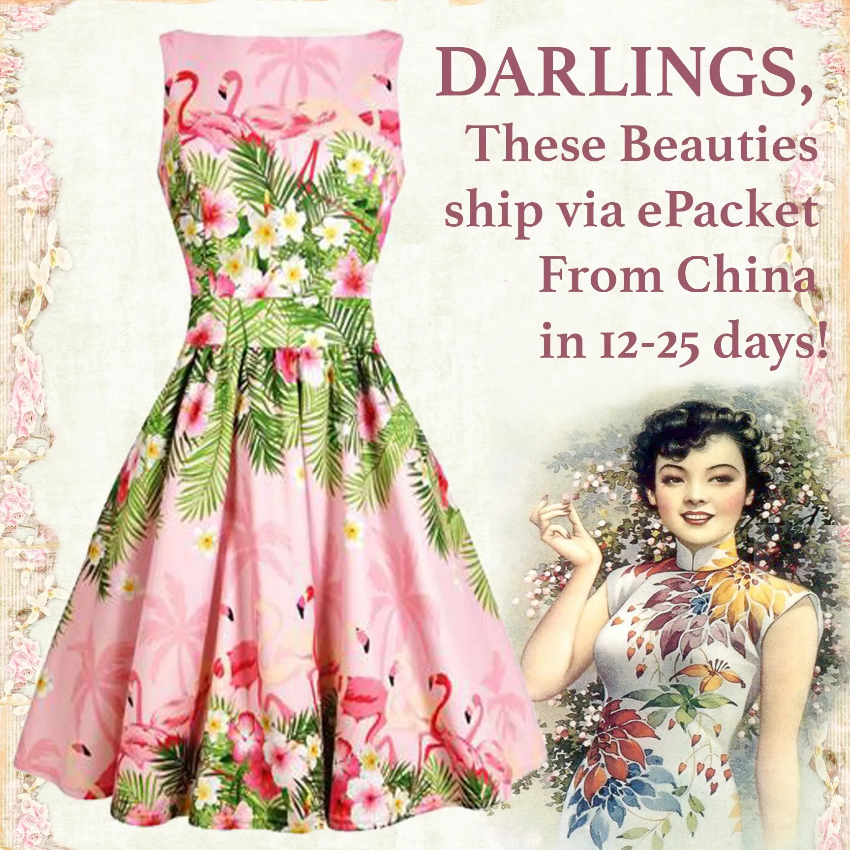 Pink Flamingo Floral Fit and Flare Dress