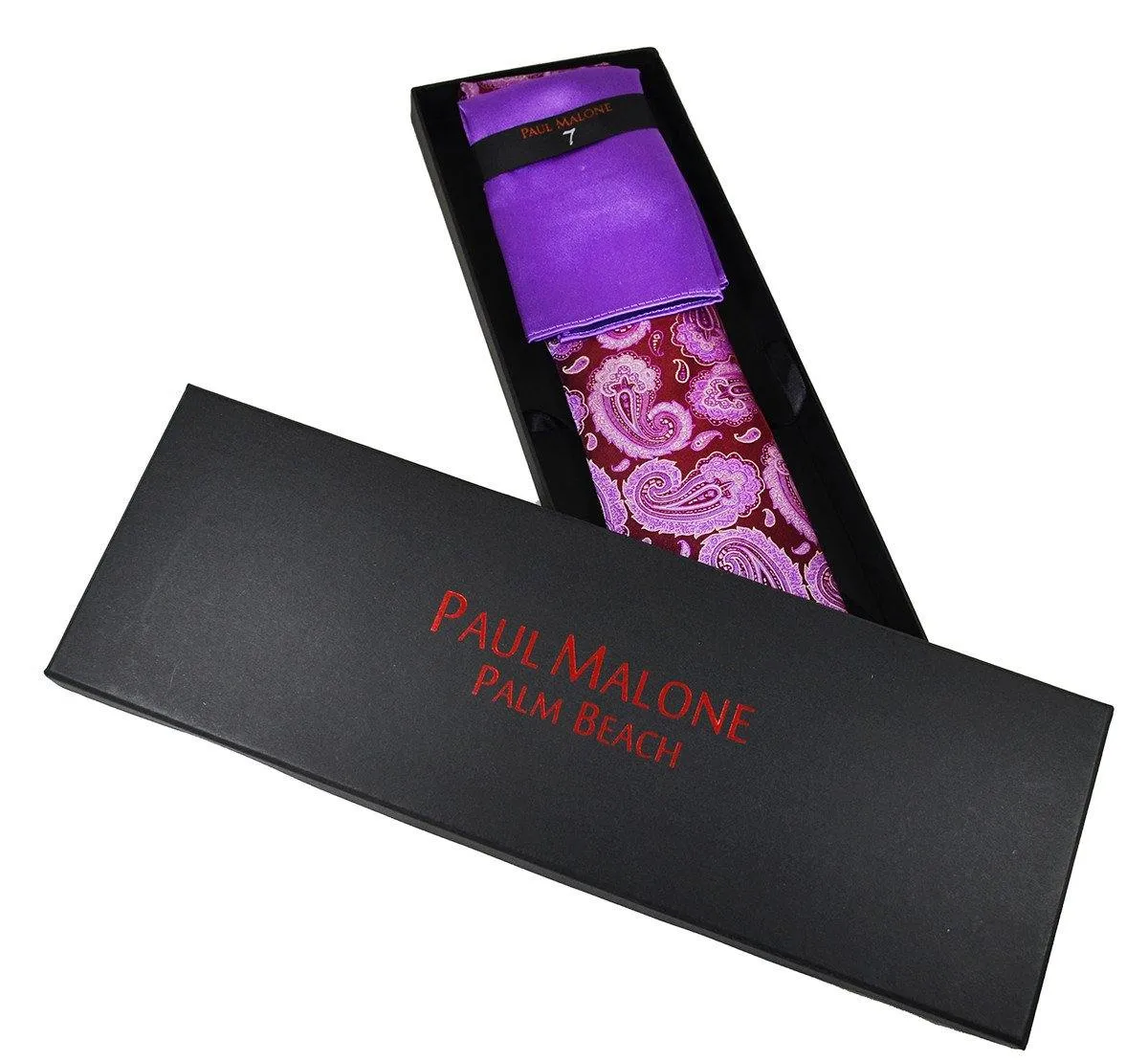 Plum Paisley 7-fold Silk Tie and Pocket Square