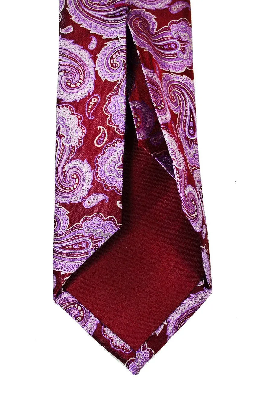 Plum Paisley 7-fold Silk Tie and Pocket Square