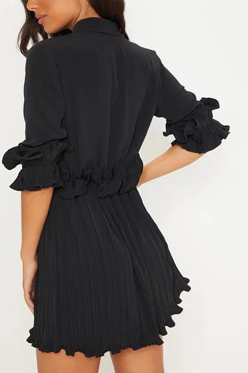 Ruffles Pleated Mini Dress