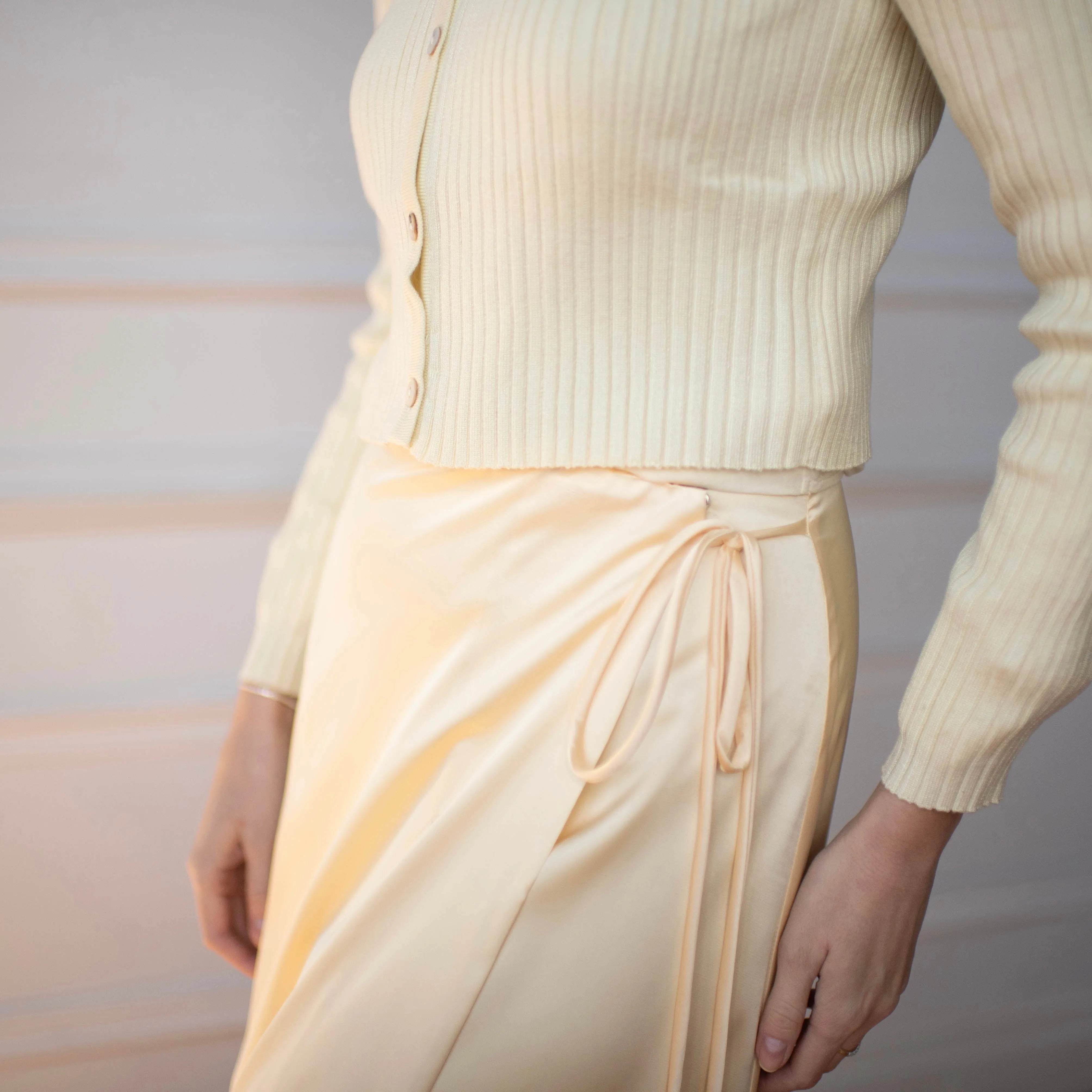 Satn Wrap Skirt | Butter [Final Sale]
