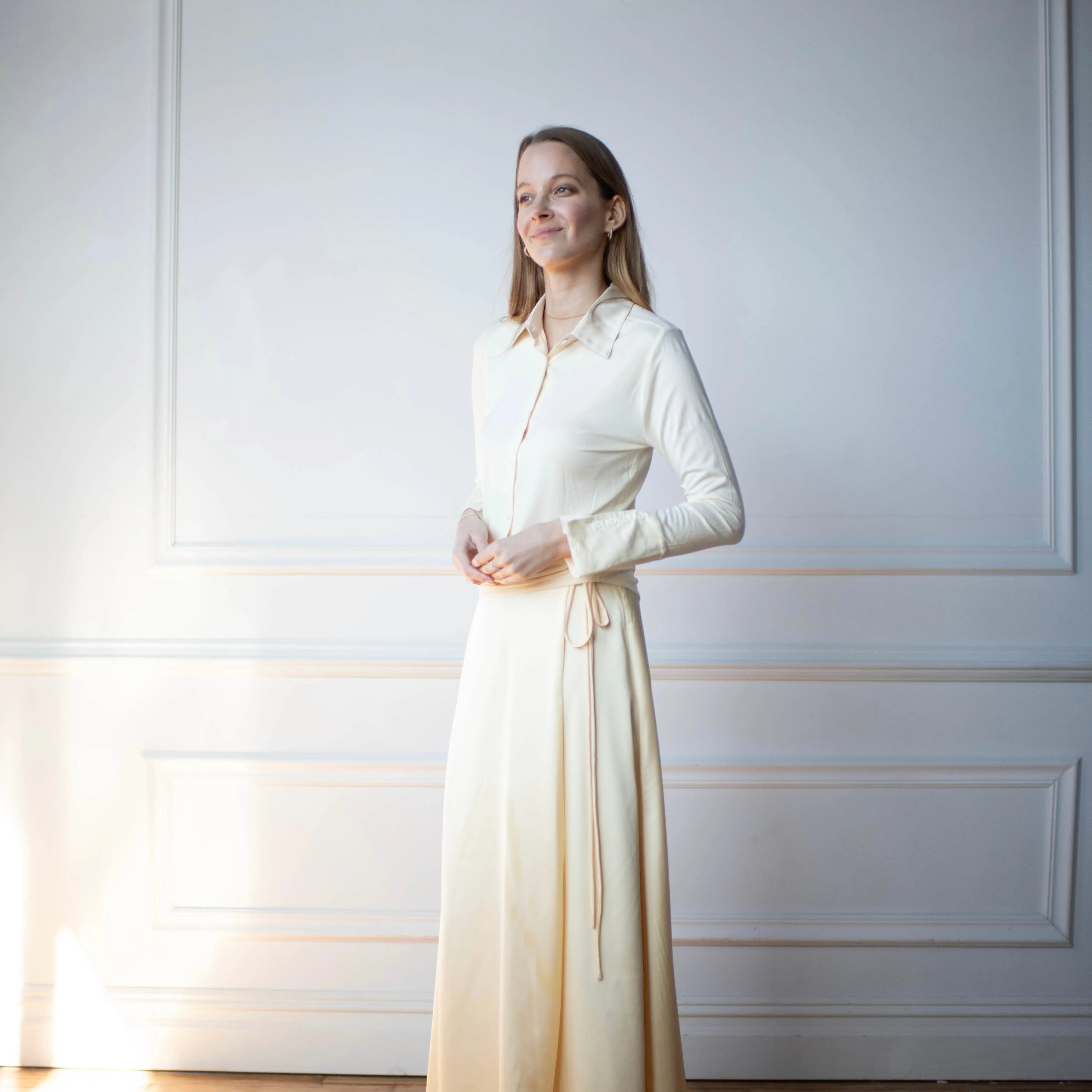 Satn Wrap Skirt | Butter [Final Sale]