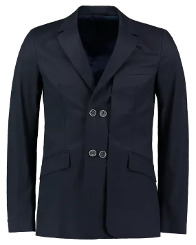 Semi Double-Breasted Cotton Blazer – Navy