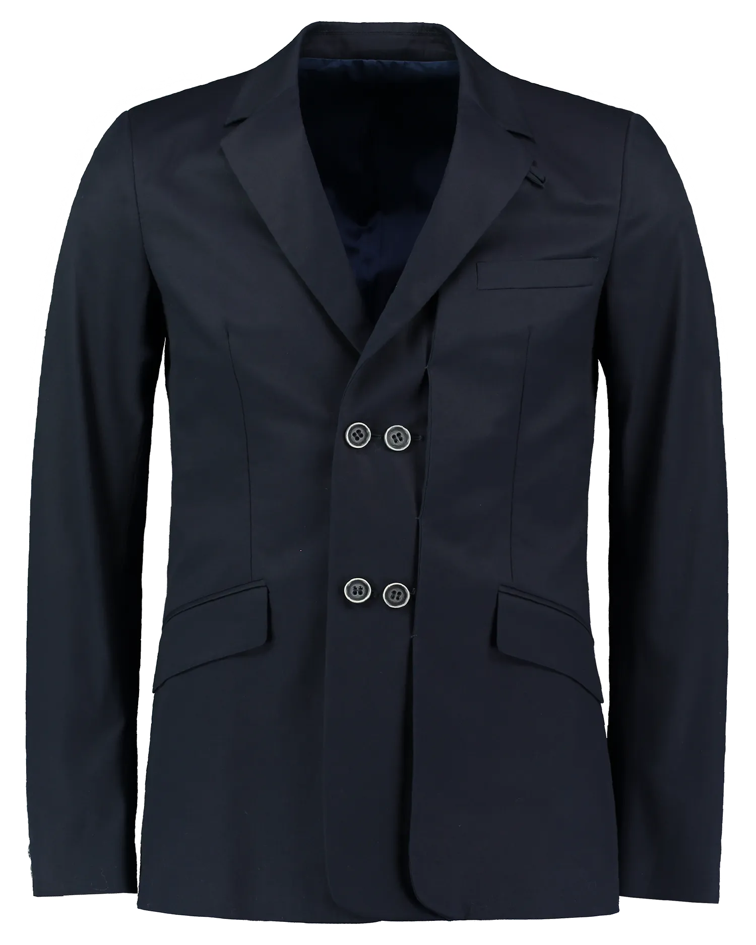Semi Double-Breasted Cotton Blazer – Navy