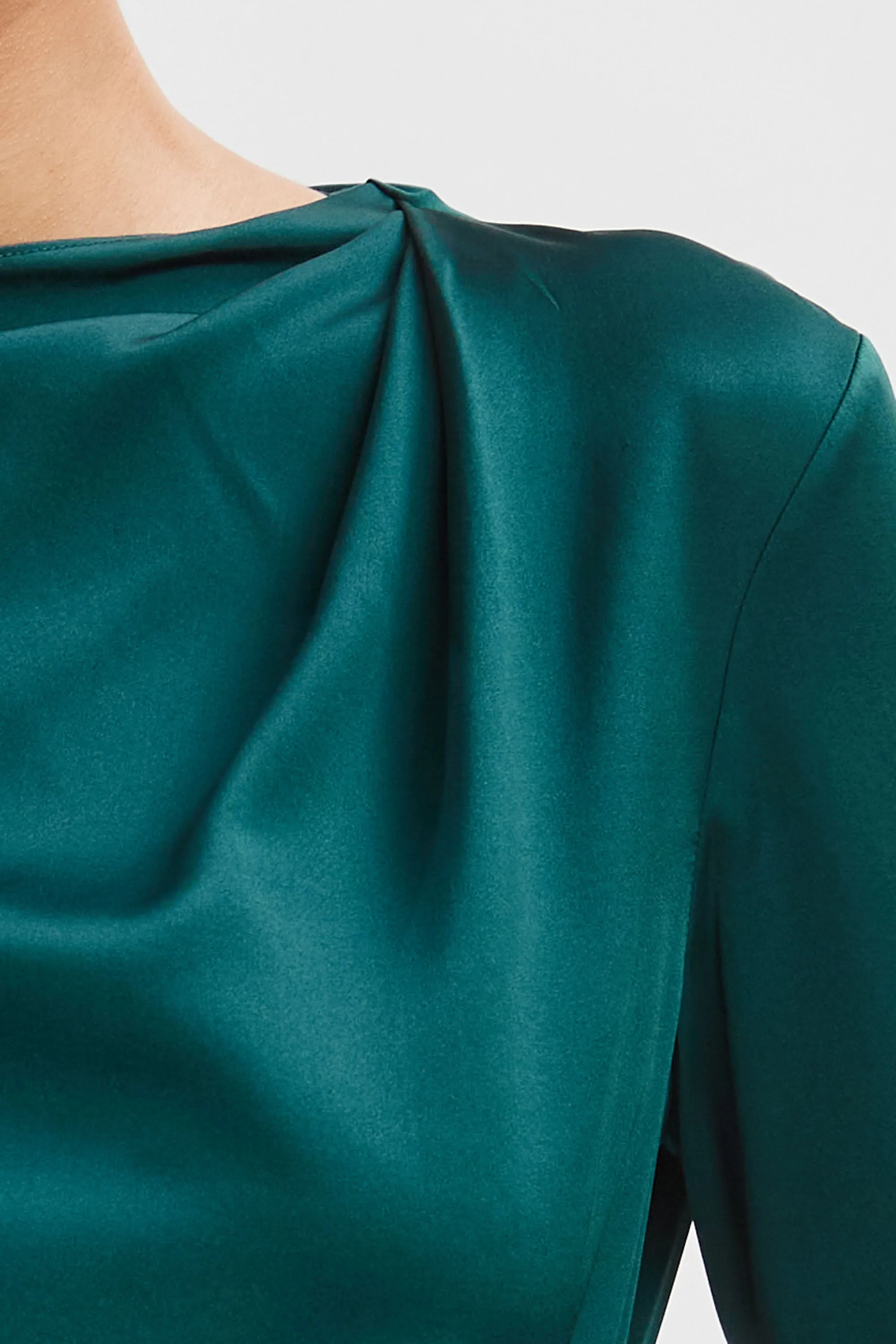 Silk Satin Draped Neck Shirt
