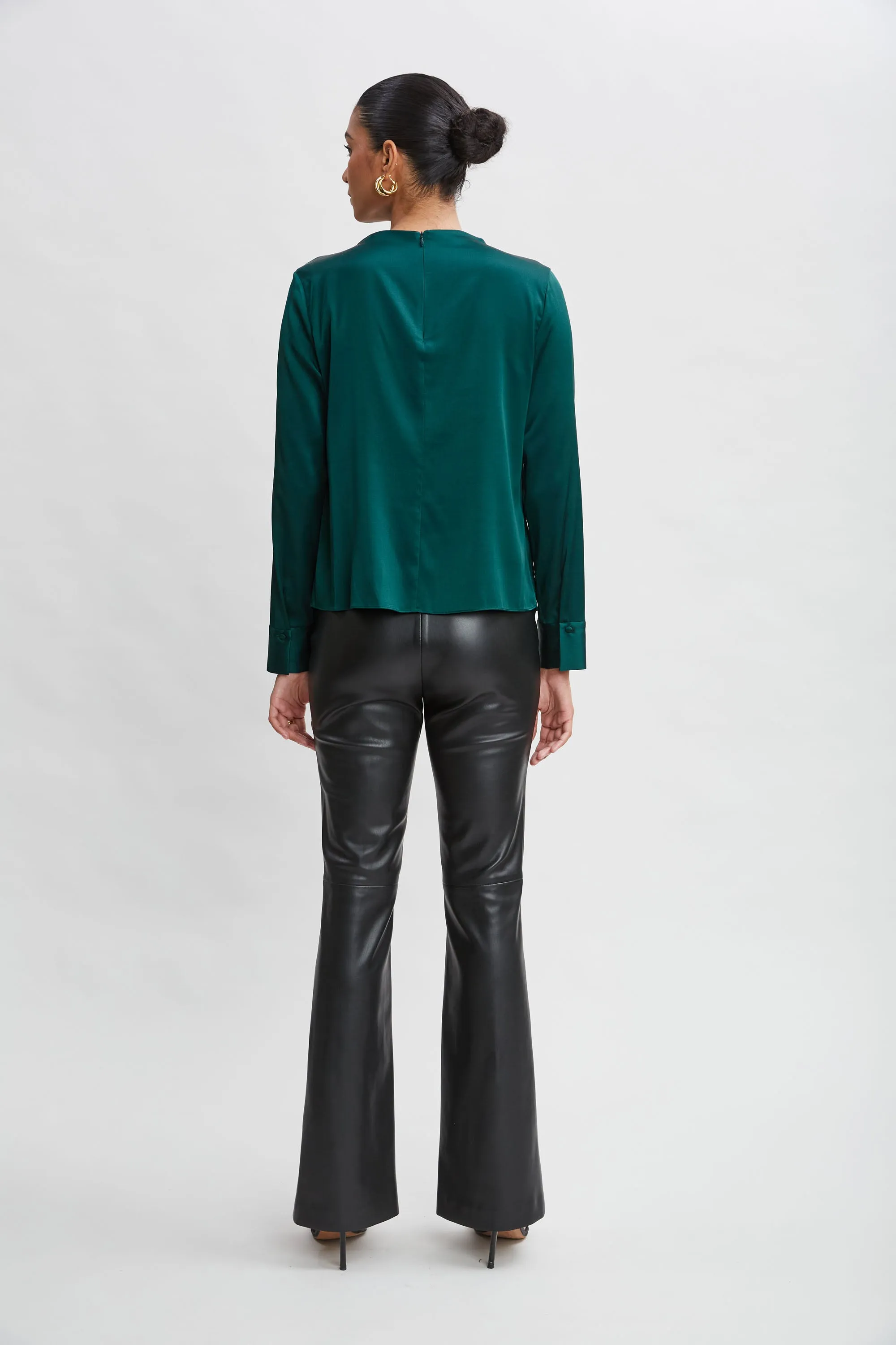 Silk Satin Draped Neck Shirt