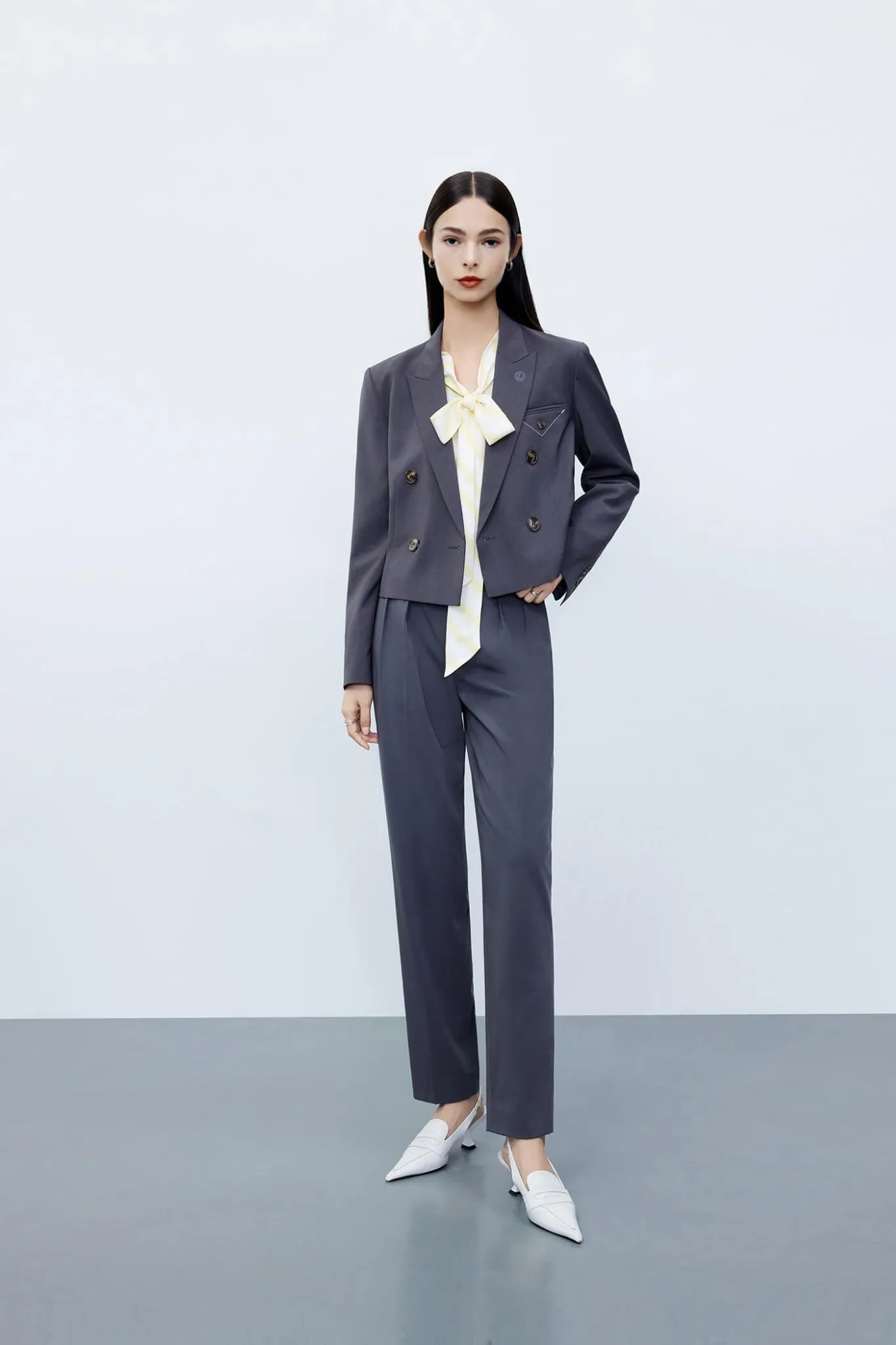 Silky Bow Tie Draped Blouse