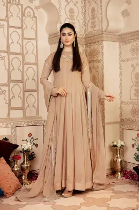 Soft Beige Embellished Anarkali Gown (Norah)