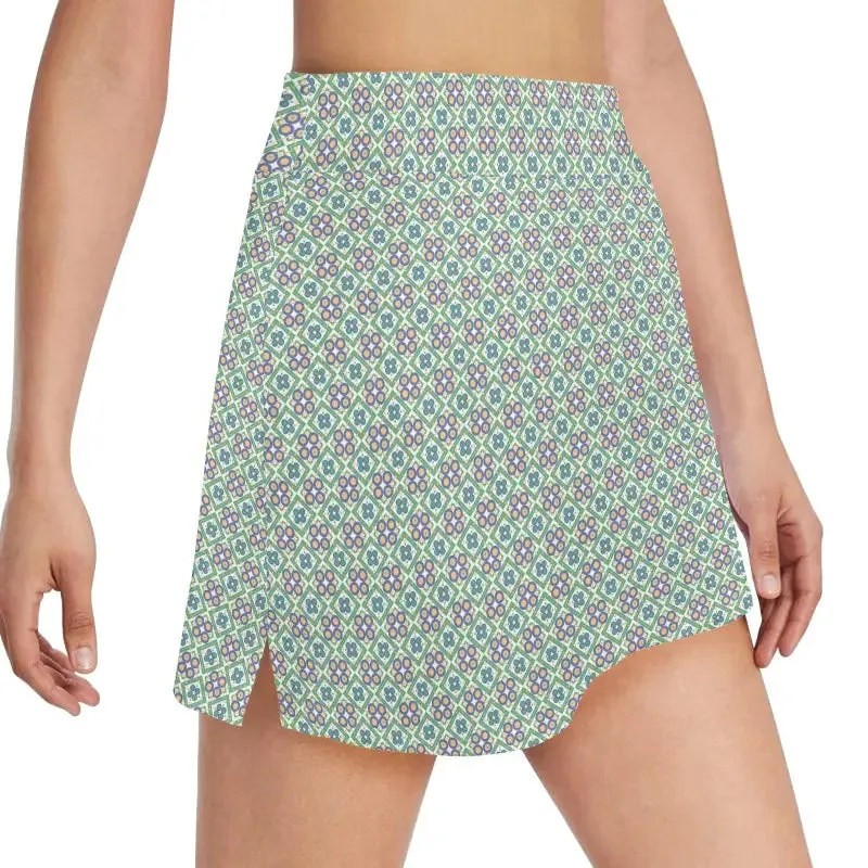 Swing Into Style with Our Geometric Floral Golf Skirt for Ladies