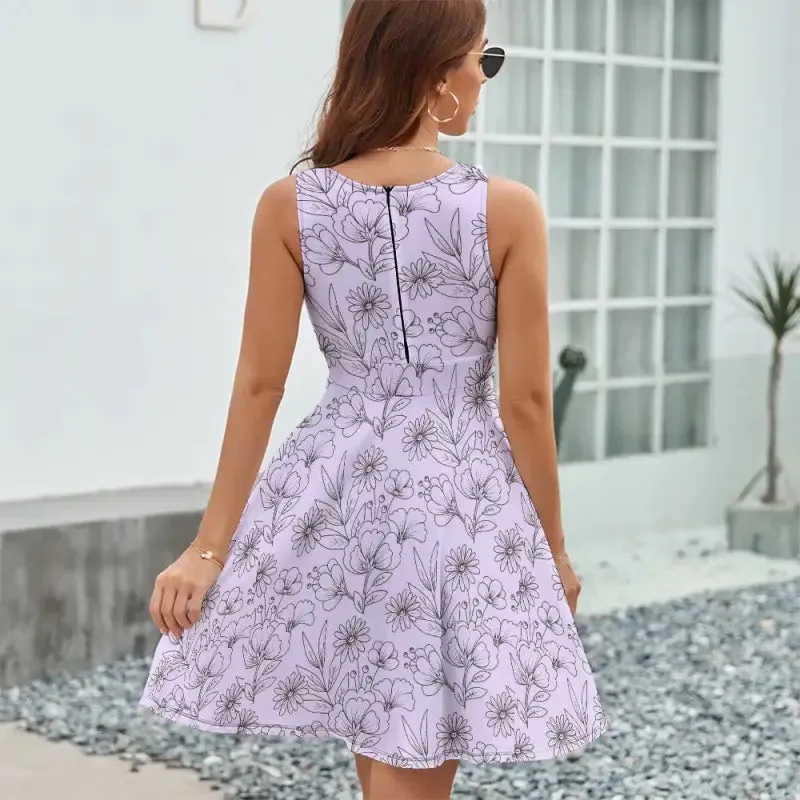 Twirl Like a Ladybug in this Mischievous Lavender Floral Dress