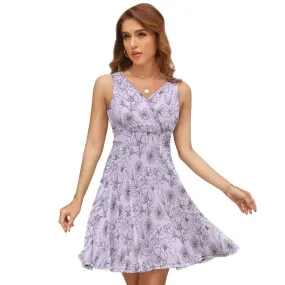 Twirl Like a Ladybug in this Mischievous Lavender Floral Dress