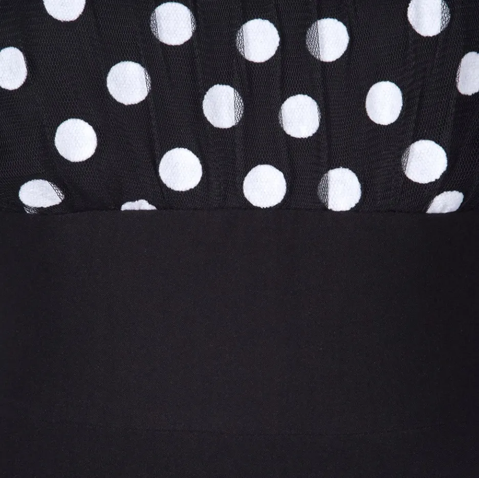 Vintage 1950s 60s Unique fit and flare polka dot sheer fit and flare swing dress