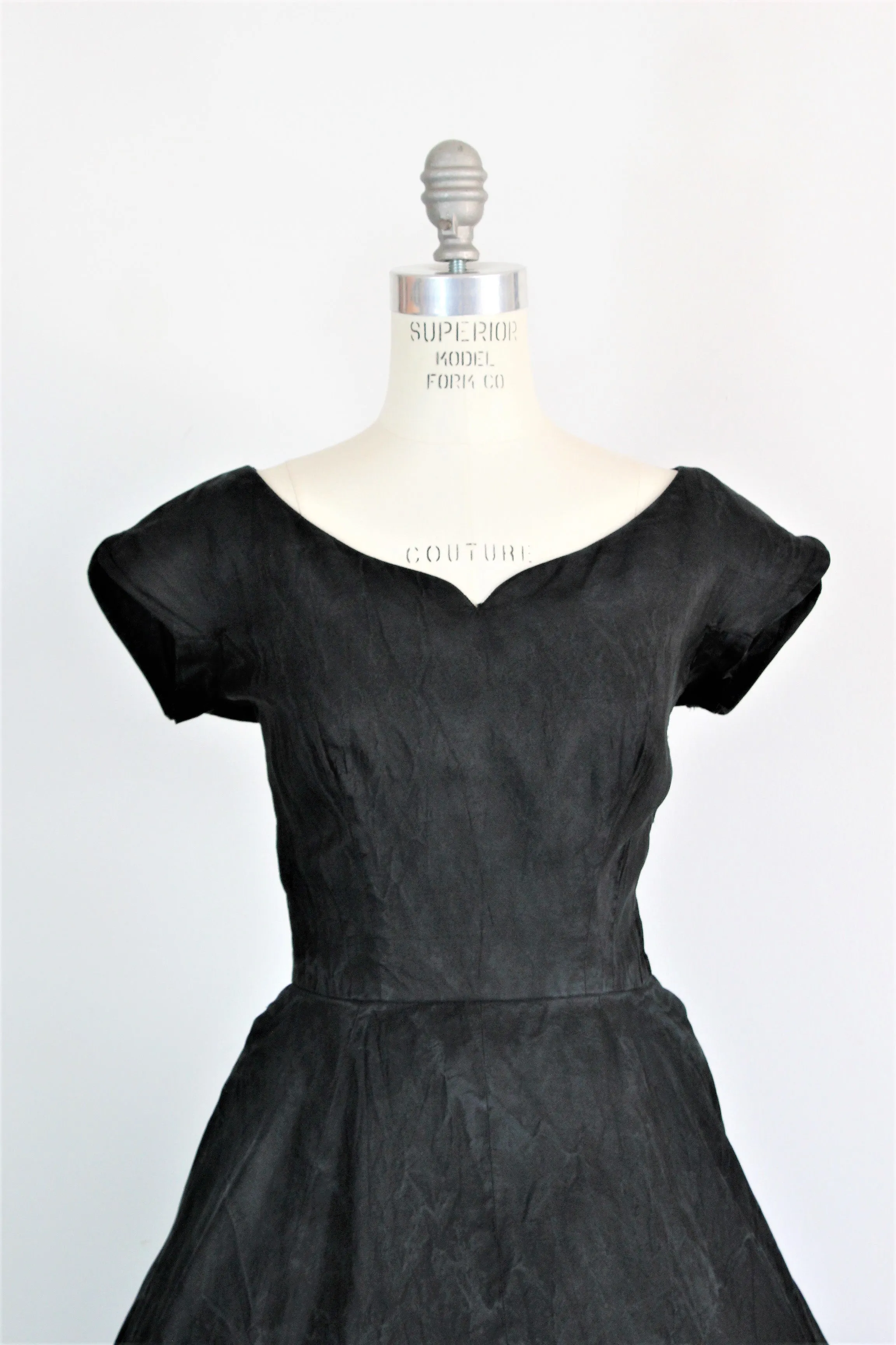 Vintage 1950s Black Fit And Flare Dress With Pockets by Maurice Rentner