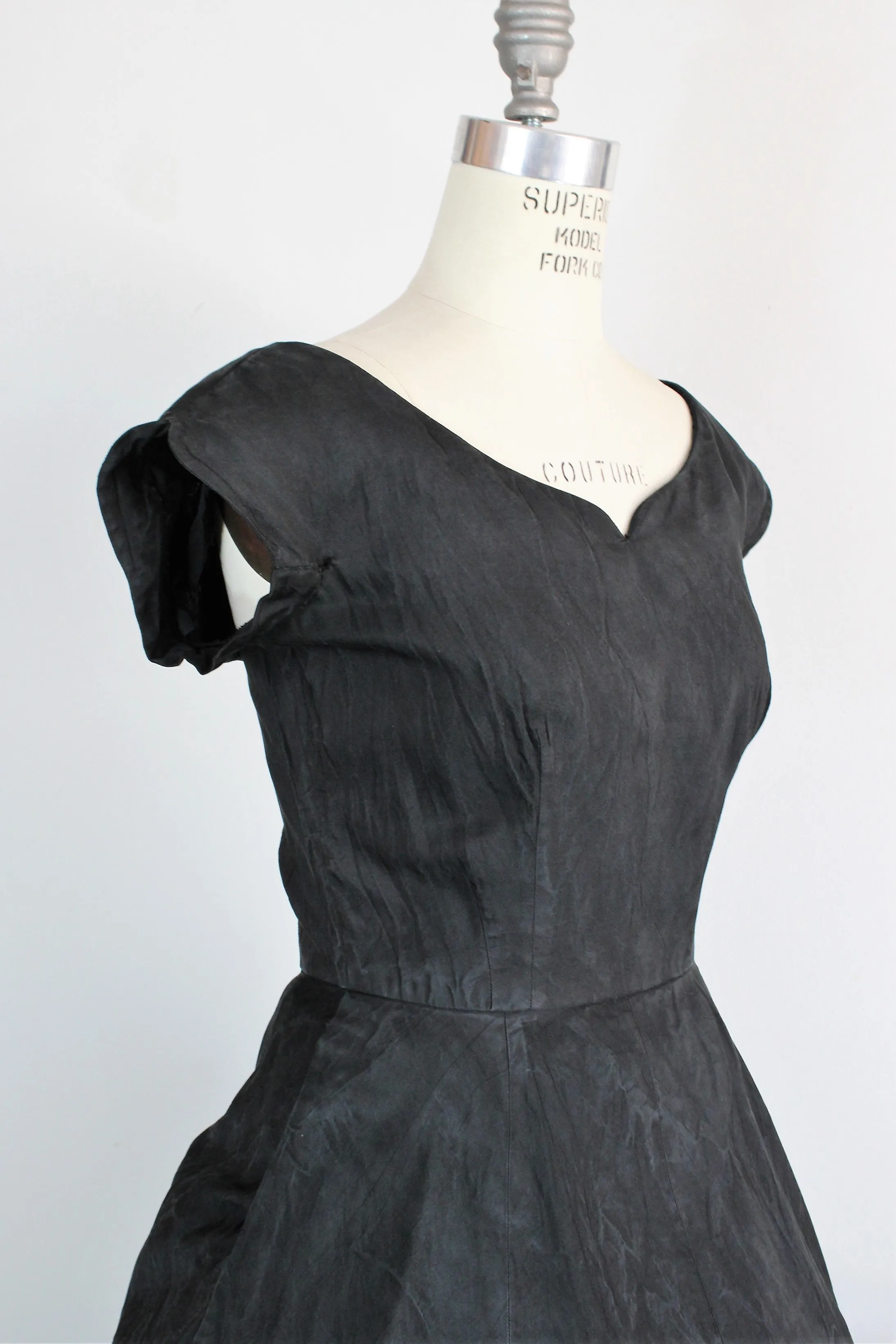 Vintage 1950s Black Fit And Flare Dress With Pockets by Maurice Rentner