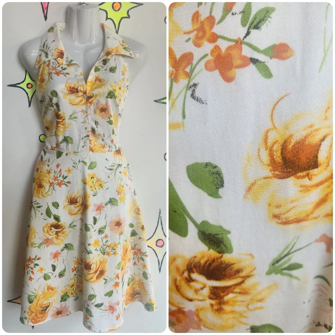 Vintage 90s does 50s | Retro Fairy Grunge Fit and Flare Mini Dress | Size M