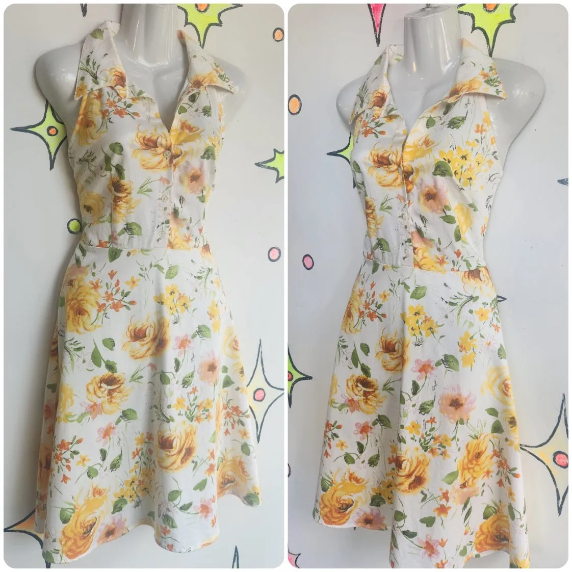 Vintage 90s does 50s | Retro Fairy Grunge Fit and Flare Mini Dress | Size M